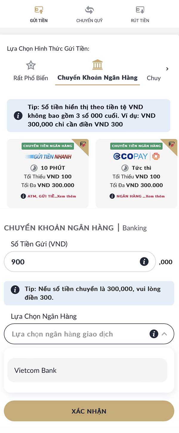 Hướng dẫn gửi tiền vào M88 bằng Internet Banking Hướng dẫn gửi tiền vào M88 bằng Internet Banking